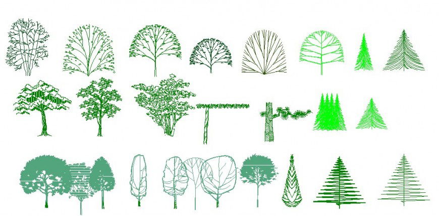 Dynamic tree and plants elevation blocks details dwg file