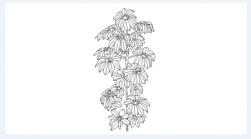 Dynamic tree flower plant elevation block drawing details dwg file
