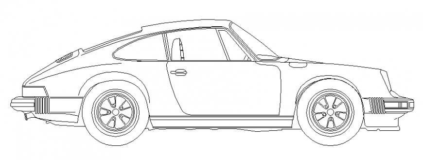 Dynamic two seated car side elevation cad block details dwg file