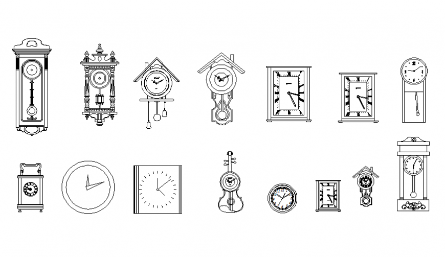 Dynamic wall clock blocks elevation cad drawing details dwg file