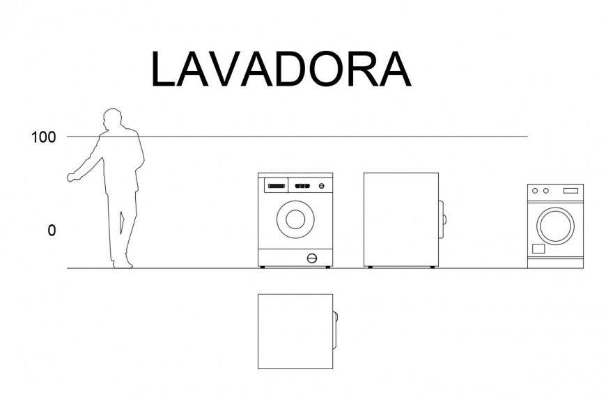 Dynamic washing machine blocks cad drawing details dwg file