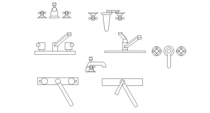 Dynamic water tap elevation blocks cad drawing details dwg file