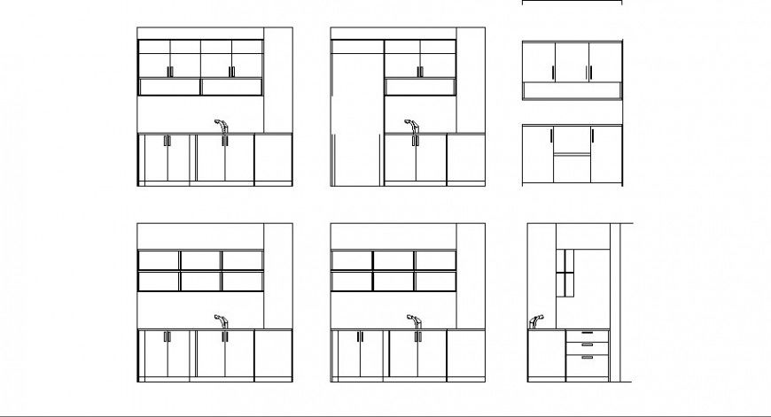 Dynamic wooden cabinet elevation blocks cad drawing details dwg file