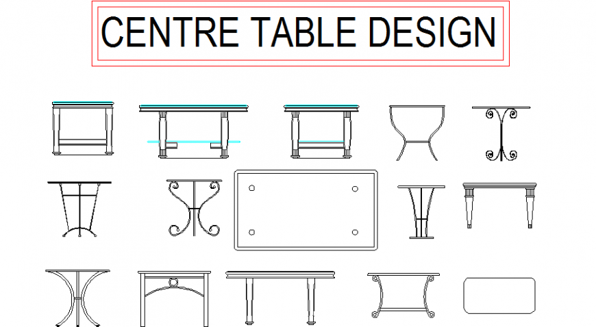 Dynamic wooden center table blocks cad drawing details dwg file