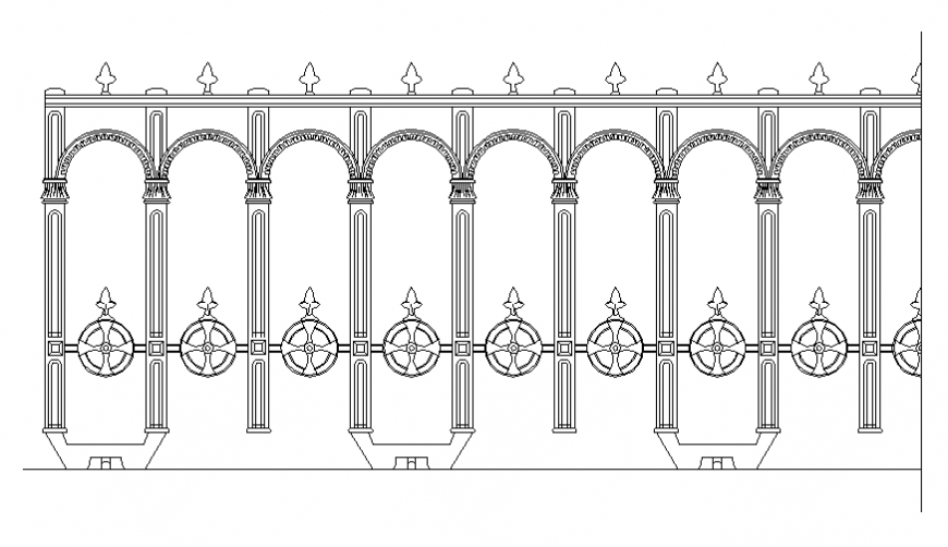 Dynamic wooden railing design front view cad block details dwg file
