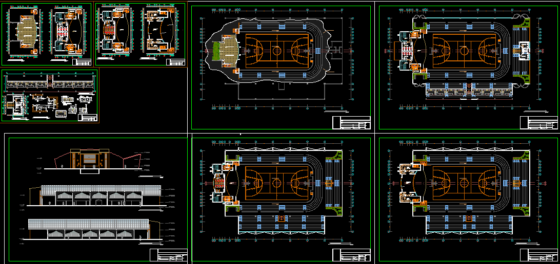 Stadium Project CAD Drawing with Plans Sections and Elevations