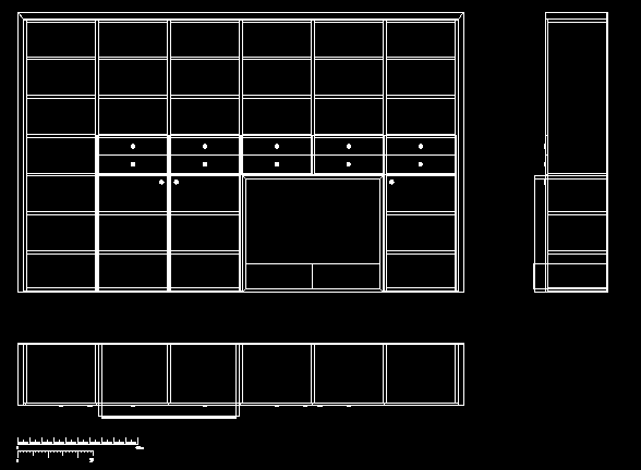 Cupboard CAD Drawing DWG with 2D Elevation and Storage Layout