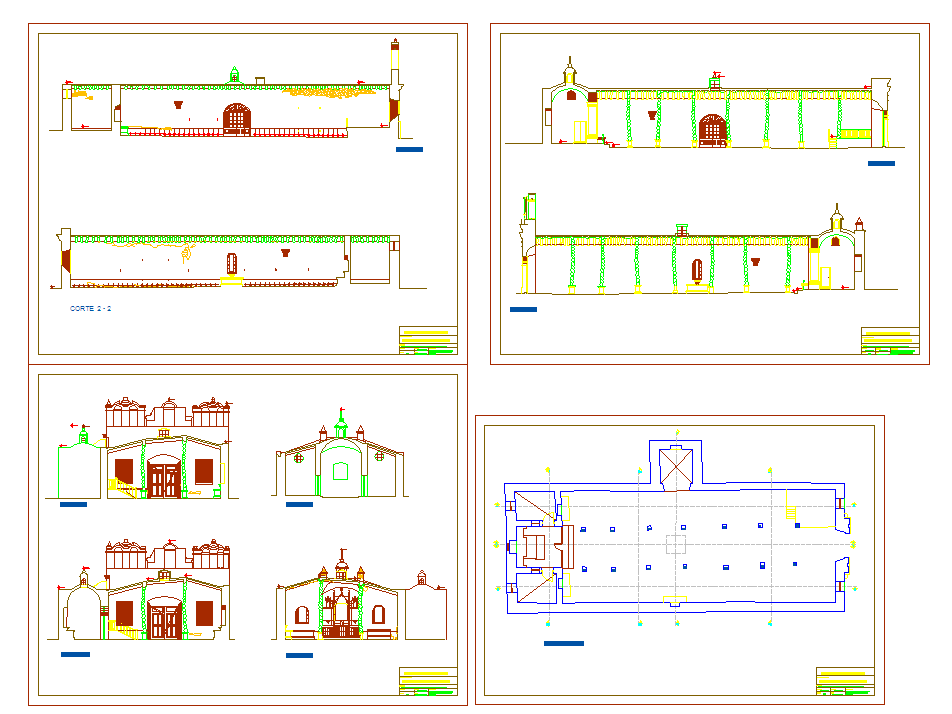 Temple and Church Design DWG with Plan Elevations Sections and Details