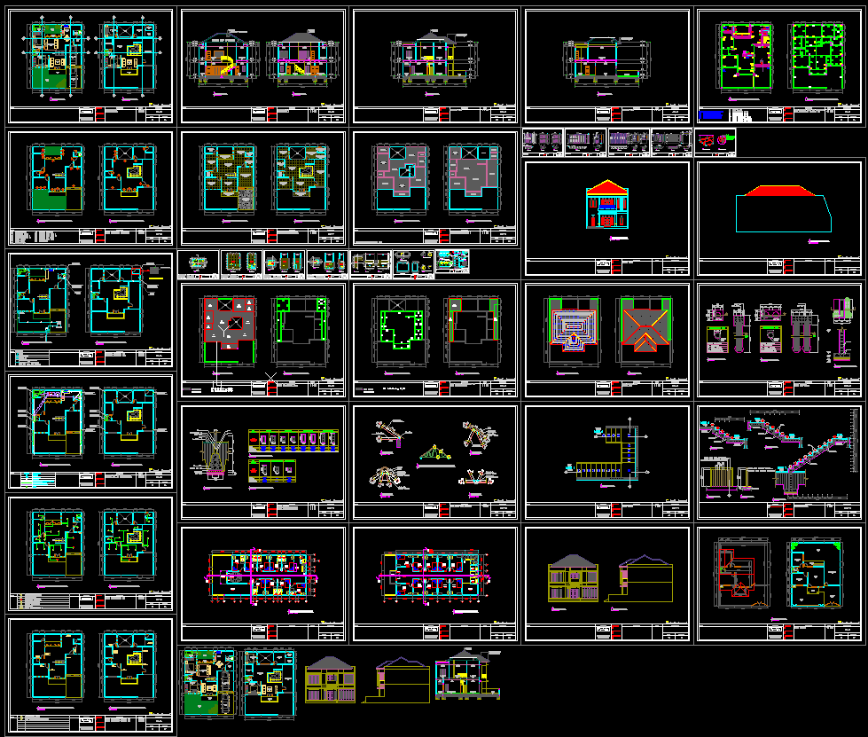 Small House AutoCAD File with Detailed 2D Architectural CAD Drawings