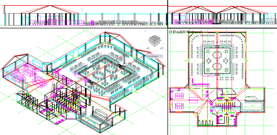 3D Restaurant CAD Drawing with Plans and Views Downloads Now