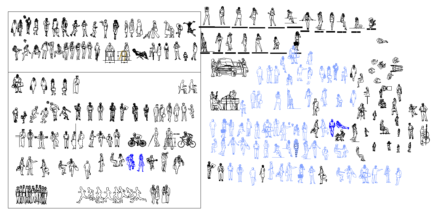Detailed Human Activity AutoCAD Blocks for People in DWG Format