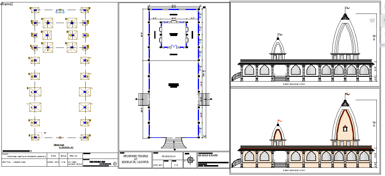 Temple Floor Plan AutoCAD File with Detailed Layout and Rooms