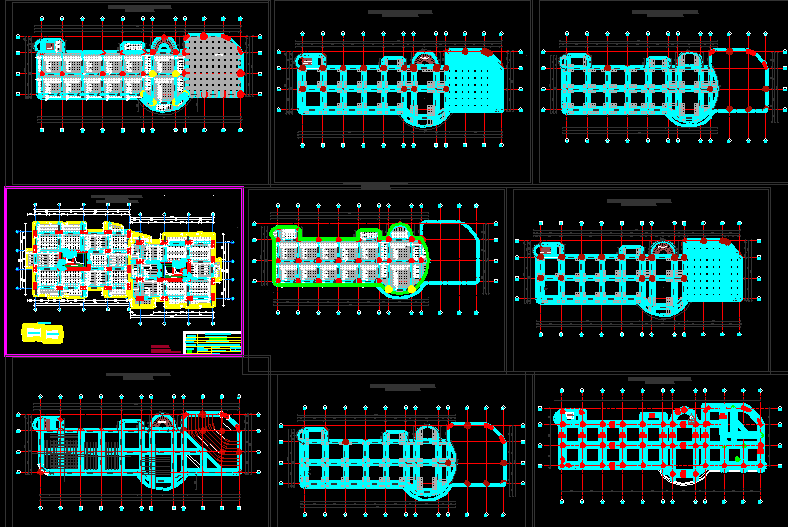 Hospital AutoCAD Drawing with Complete Floor Plans and Centerlines