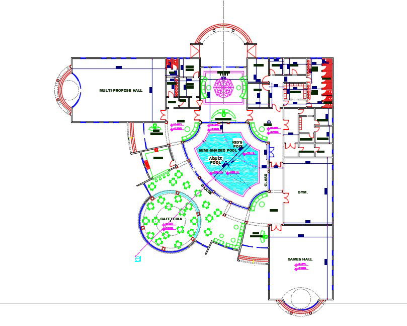 Modern Club House DWG CAD Layout for Architectural and Interior Design