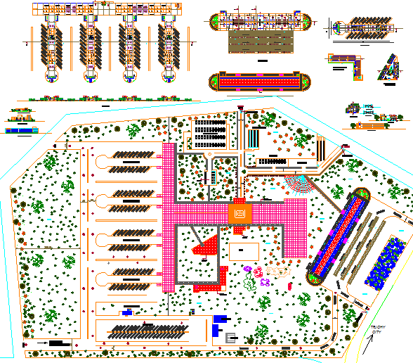 Bus Stand Detailed CAD Drawing with Plans and Construction Layout