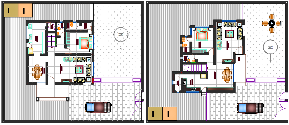 Modern House DWG with 2 Floor Plans Elevation and Layout Design