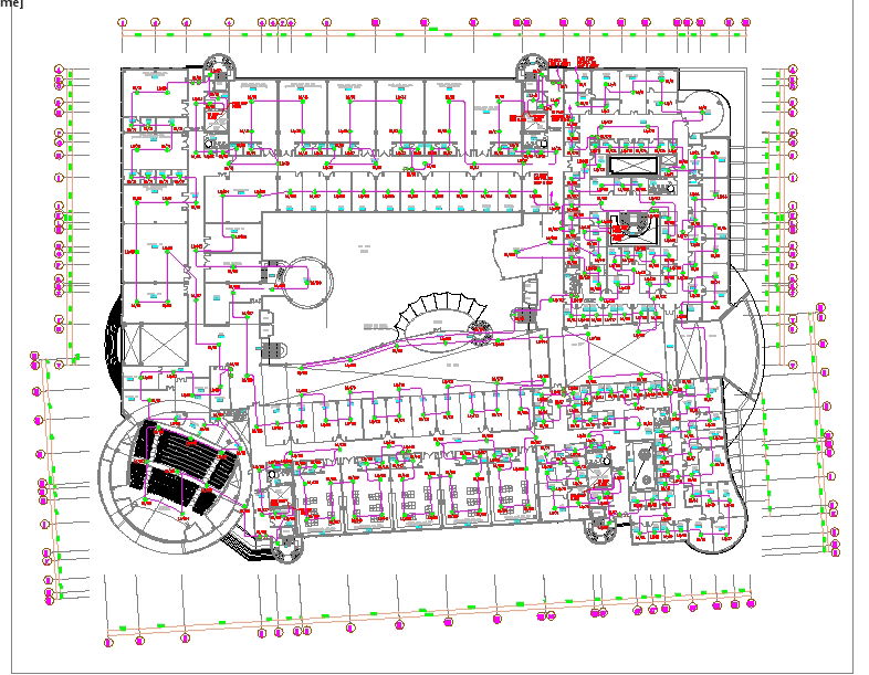 Electrical layout design of modern commercial floor in DWG file