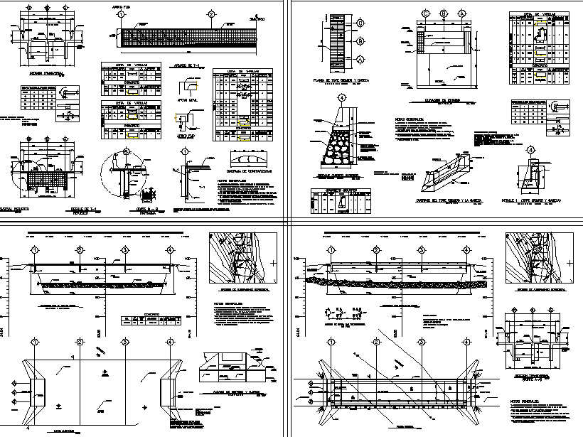 Bridge AutoCAD DWG with Plan, Section, and Structural Detailing