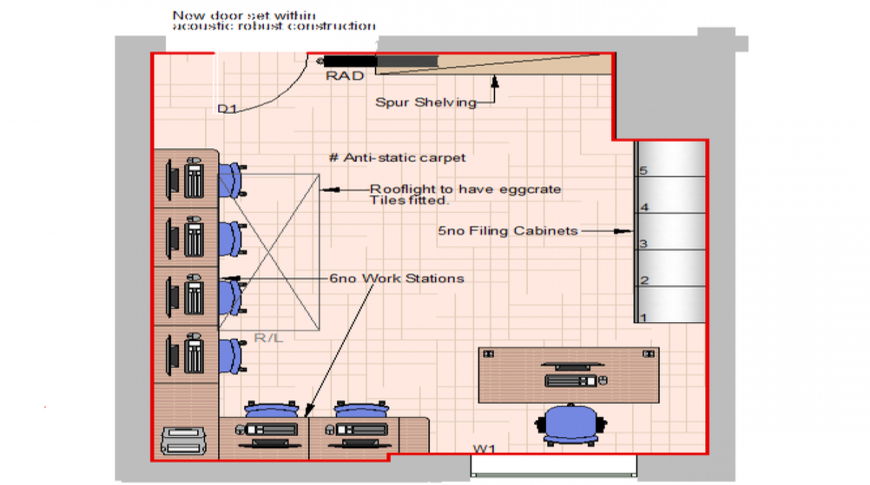 AutoCAD IT Office DWG Drawing with Workstations and Layout Plan