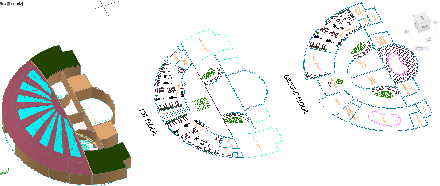 2D and 3D Hospital Design Plan in AutoCAD with Floor Layouts