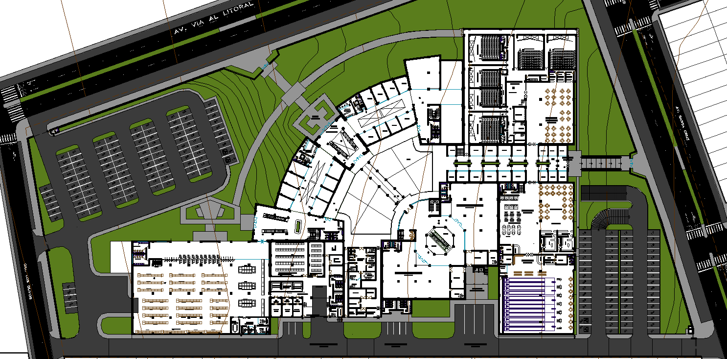 Megacentro commercial DWG with retail floors parking layout plans