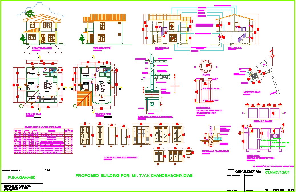 Sample House Design AutoCAD DWG File with Plans and Elevations
