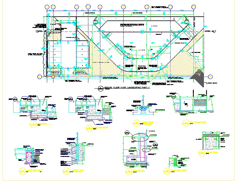 Ground Floor Landscape Layout Plan with Paving Section Details