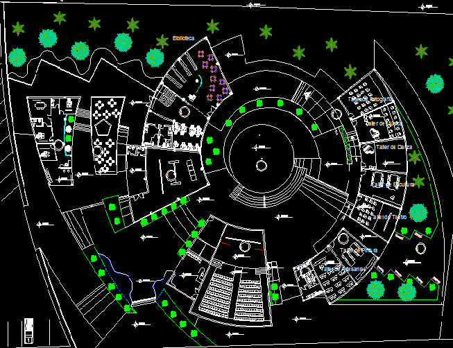 Auditorium AutoCAD DWG File with Furniture and Landscape Details