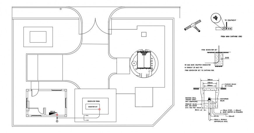 Earthing wire layout plan in autocad