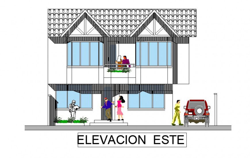 East design of residential area with architectural detail dwg file