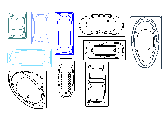 Jacuzzi CAD Drawing with 2D Plans and Multiple Sizes DWG file