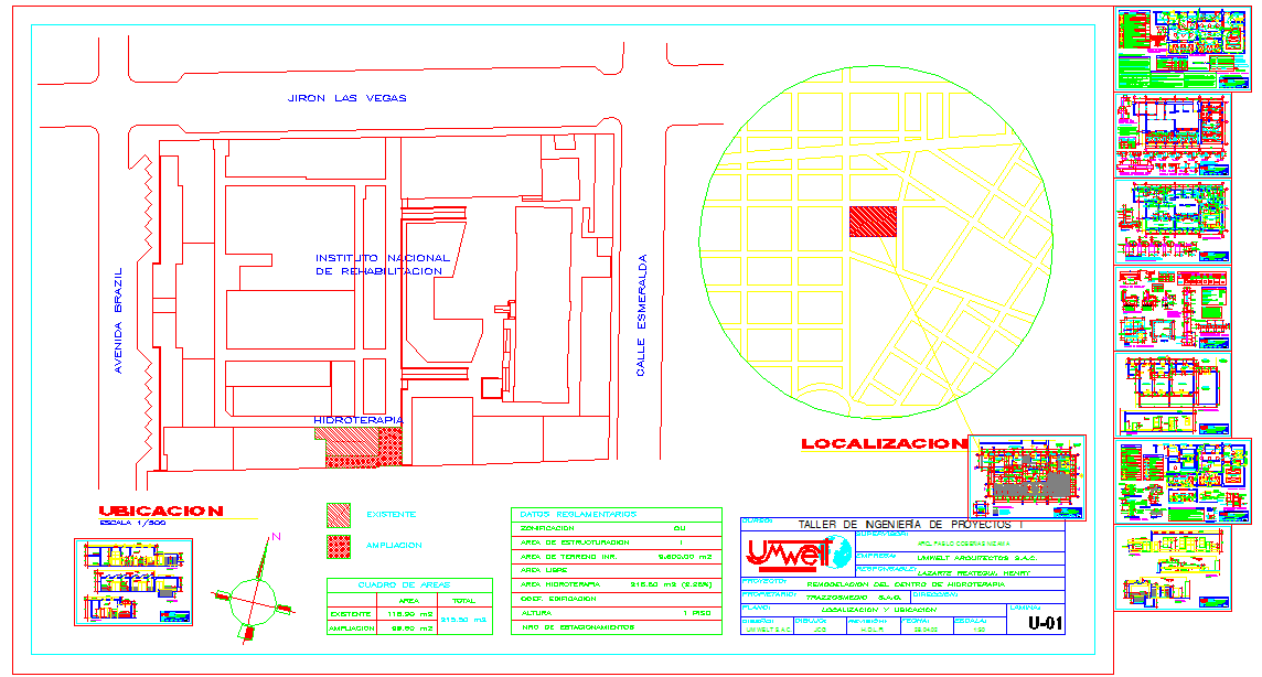 Water Therapy Center Layout Plan with Site Location in DWG File