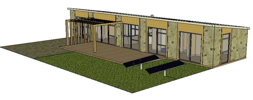 Ecological one family house 3d drawing skp file