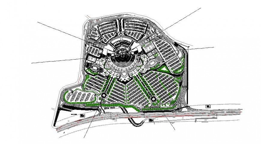 Ecological park landscaping structure and plan details dwg file