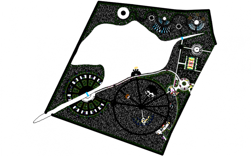 Ecological park layout plan and landscaping structure details dwg file