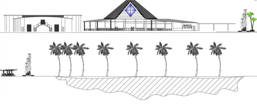 Ecological resort elevation dwg file