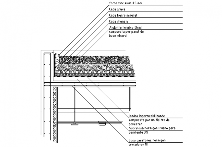 Ecological wooden roof section and structure drawing details dwg file