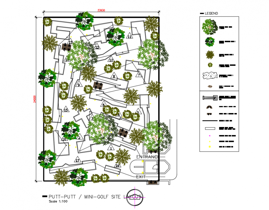 Econo mini golf adventure park site layout plan details dwg file