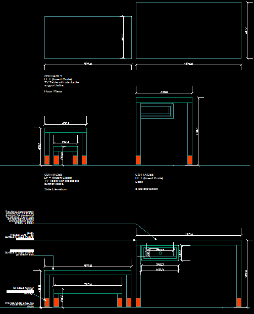 Office Desk Table DWG Block with Front and Side View Layouts