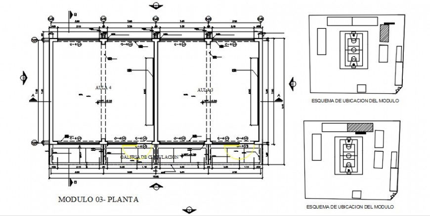 Education center floor distribution plan and structure details dwg file
