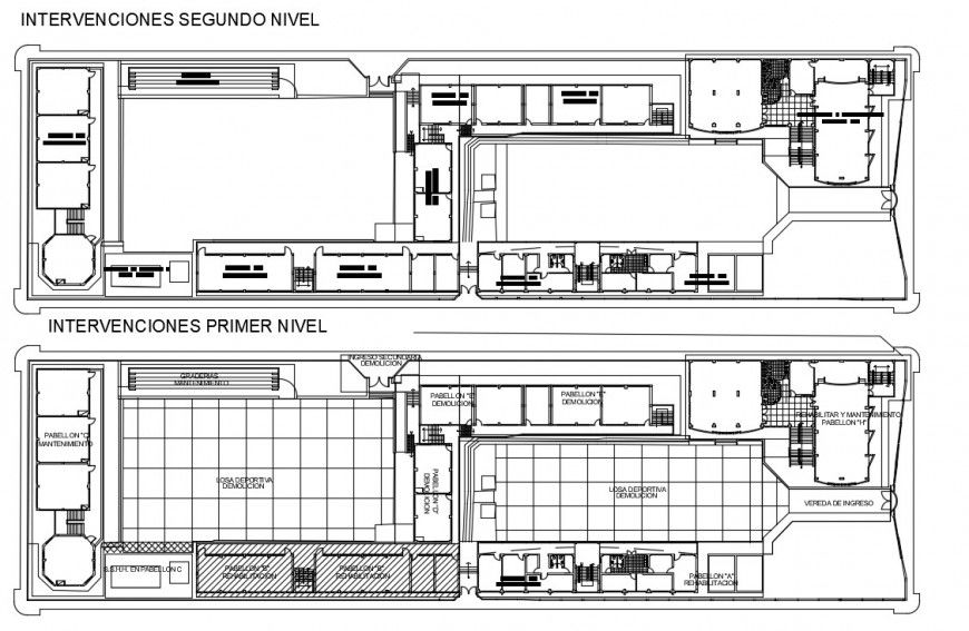 Educational institute first and second floor plan cad drawing details dwg file