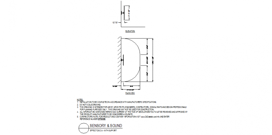 Effect disc with support detail plan dwg file