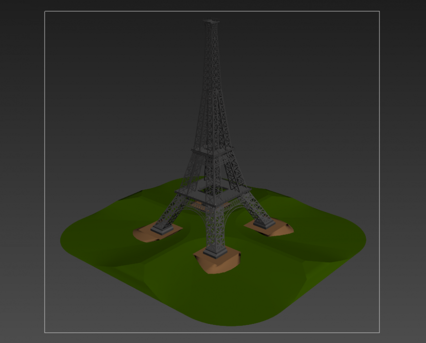 Eiffel tower detail elevation 3d model 3d max file