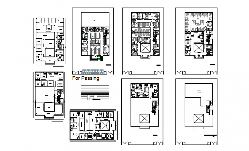 Eight flooring residential housing apartment building floor plan details dwg file