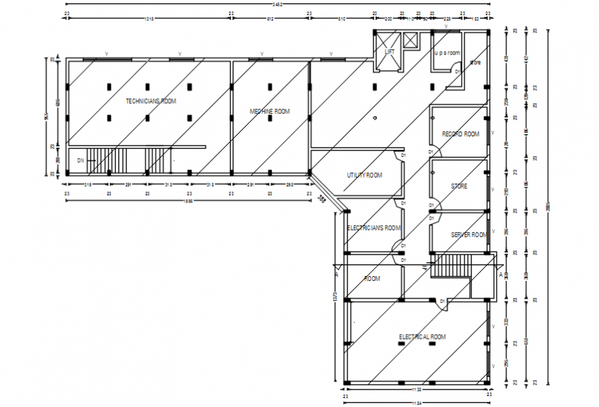 Eighth floor distribution plan details of general hospital dwg file
