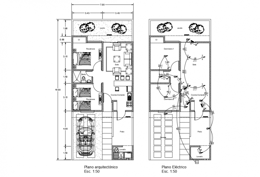 Electric and architecture plan top view detail dwg file