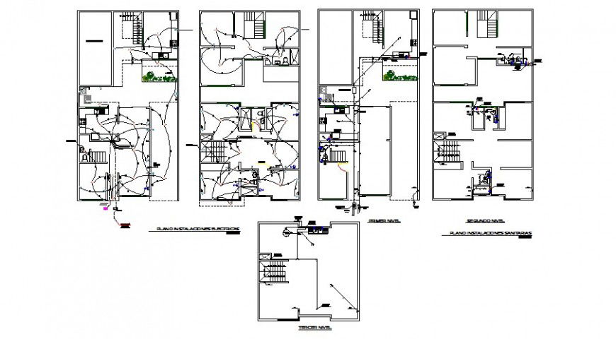 Electric detail drawing of bungalow in dwg file.