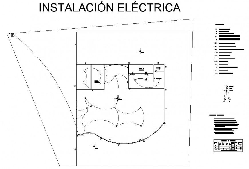 Electric drawing of bungalow in dwg file.