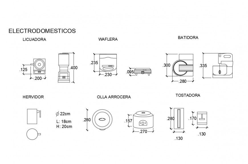 Electric equipment blocks of kitchen cad drawing details dwg file