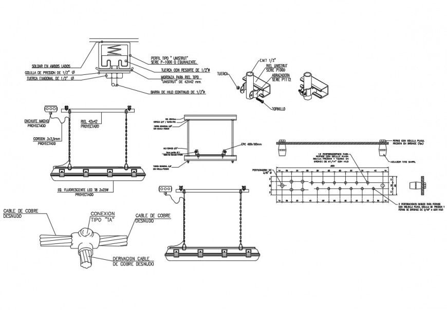 Electric installation details of telephone office dwg file